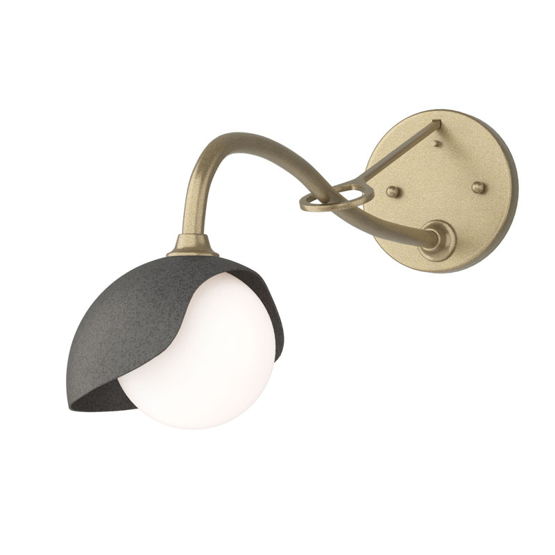Brooklyn 1 - Light Hardwired Armed Sconce, Soft Gold, Natural Iron