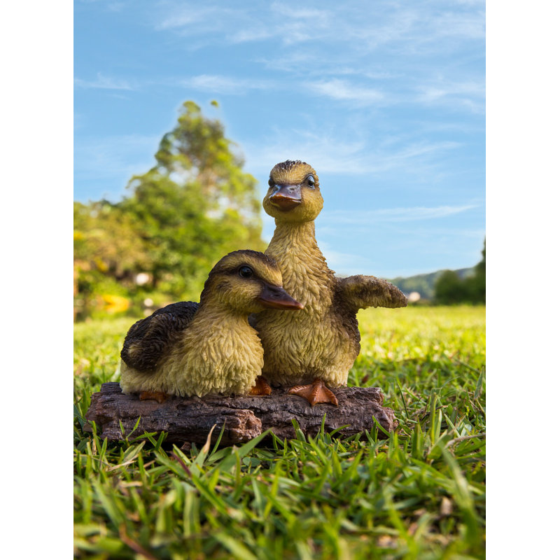 Playful Ducklings 1 Piece Garden Statue, Black/YelloW