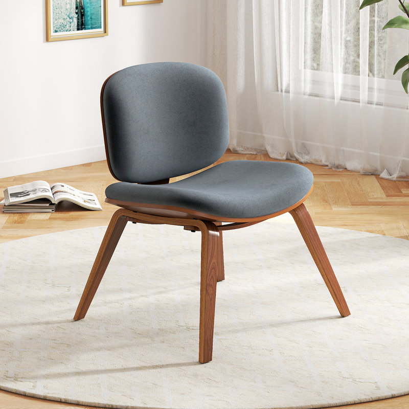 Upholstered Accent Chair, Dark Grey Polyester/Brown
