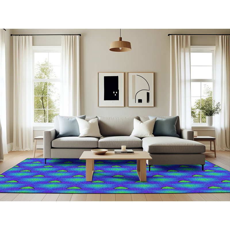 Tapis bleu/mauve à motifs Elta, Rectangle 6 pi x 9 pi