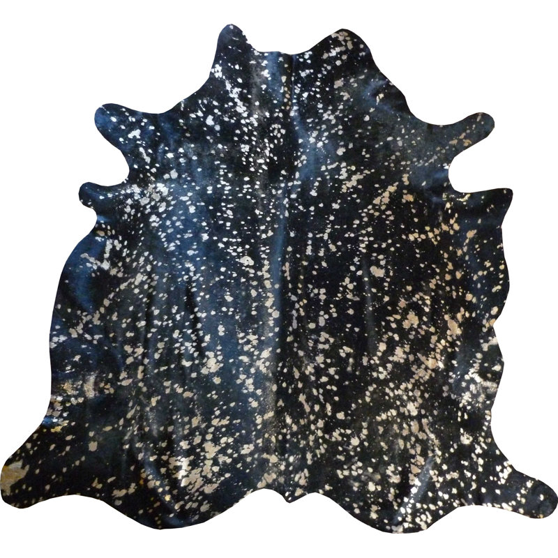 Tapis noir en cuir de vache 6 pi x 7 pi