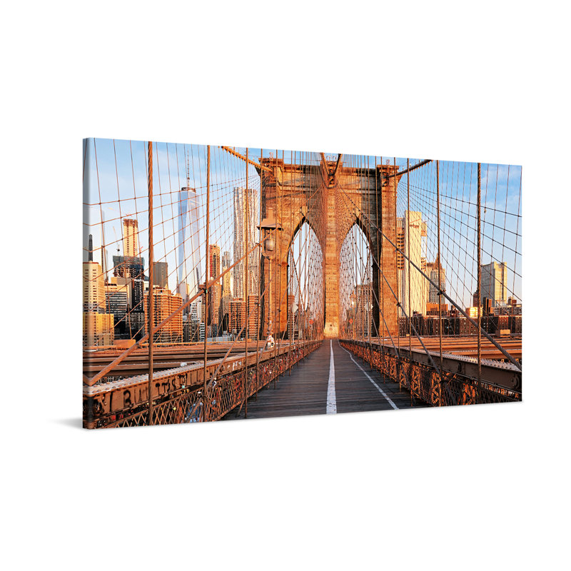 New York Brooklyn Bridge - No Frame Print on Canvas, 50cm H x 100cm W x 2cm D