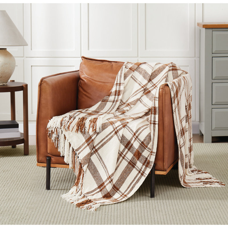 Plaid Chenille 50x70 Reversible Winter Throw with Fringe