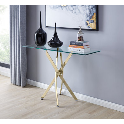 Chayton Modern Contemporary Glass And Chrome Console Hallway Table - Modern Sleek Design