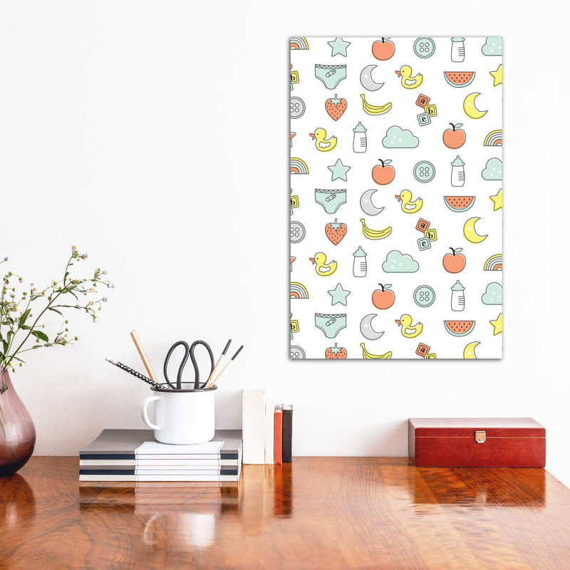 «Baby Sunshine IV» par Lisa White boutons - impression d'art graphique, H 18 po x l 12 po x 1,5 po, Toile tendue