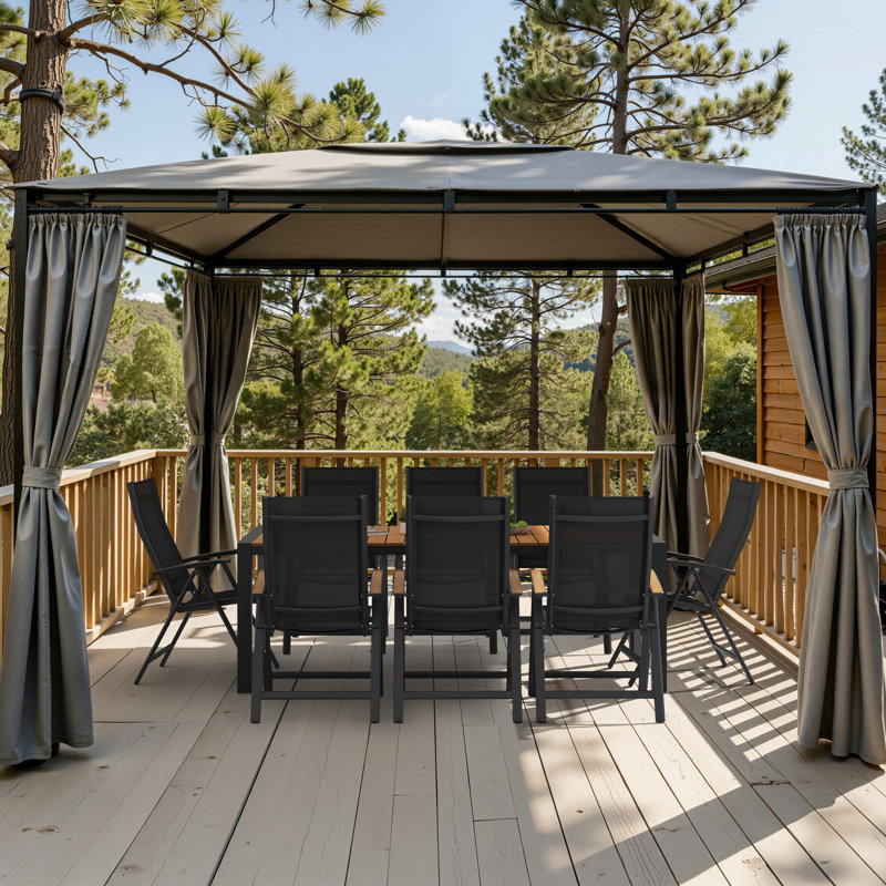 Folding Adjustable Aluminum Outdoor Armchair, 8 Chairs, Black