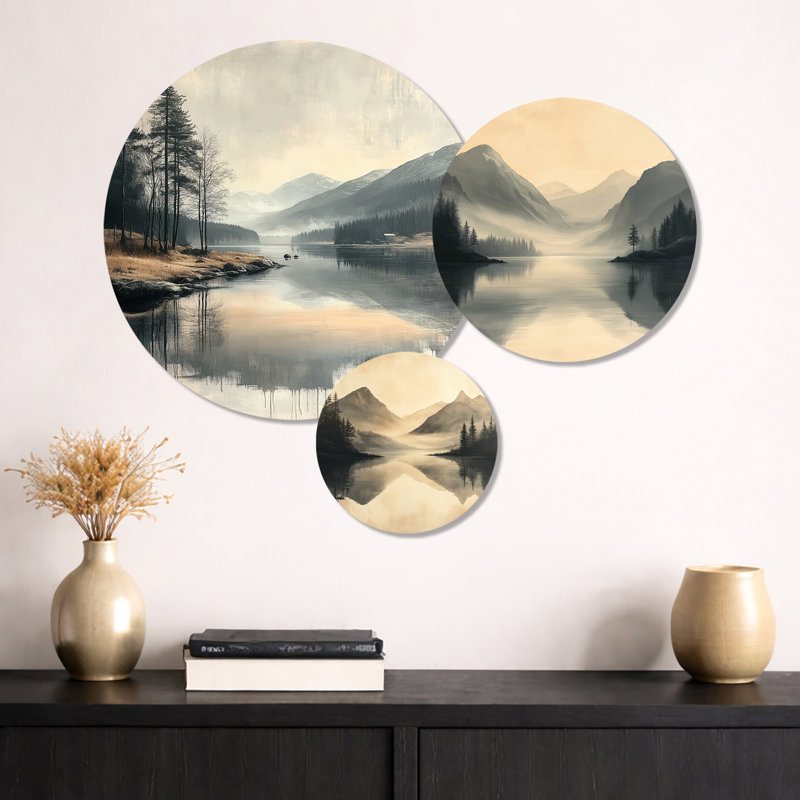 Décoration murale 3 panneaux gris en métal «Minimalisme» Norvège