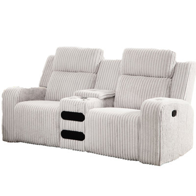 2 fauteuils inclinables manuels avec velours côtelé, haut-parleur de musique, recharge sans fil et inclinable pour un salon gris confortable, inclinable en velours côtelé, inclinaison rapide