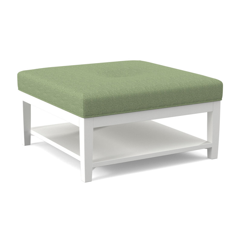 Hammond Square Ottoman, Frost White Finish, White Performance Fabric; 0851-94