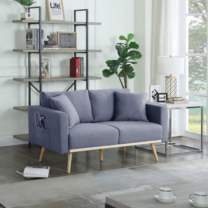 Adrijana Upholstered 56.5'' Loveseat, Dark Gray Linen