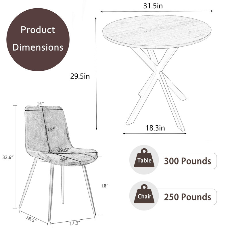 5-Piece Round Dining Table Sets, Black
