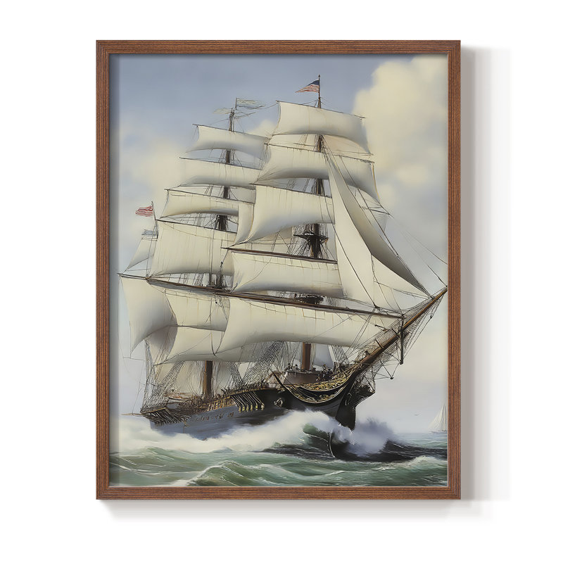 NAUTICAL Series LX III, reproduction encadrée - bois massif, H 11 po x l 9 po, Noyer
