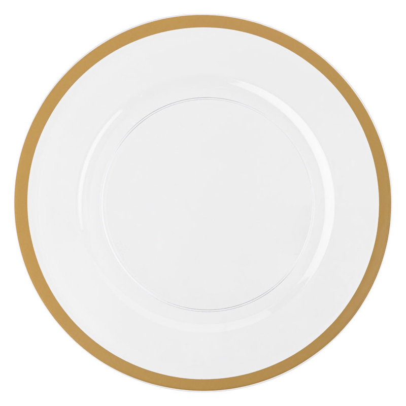 Assiettes rondes blanches 13 pouces avec bordure dorée 32 invités Ecoqualité, 36