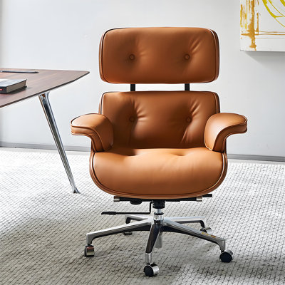 Chaise d'ordinateur pivotante en cuir