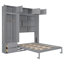 Grand lit escamotable mural avec armoire supérieure, tablettes et garde-robe, lit pliable peu encombrant-1762668105