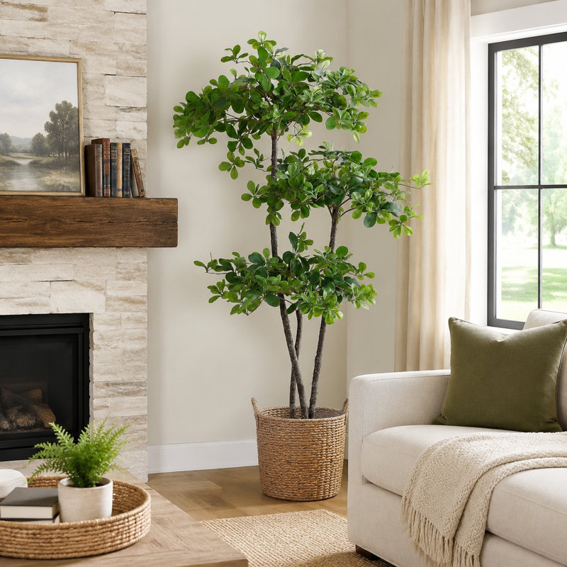 Arbre artificiel 6 pi avec lumières DEL et pot - 800 feuilles réalistes et tronc fabriqué à la main