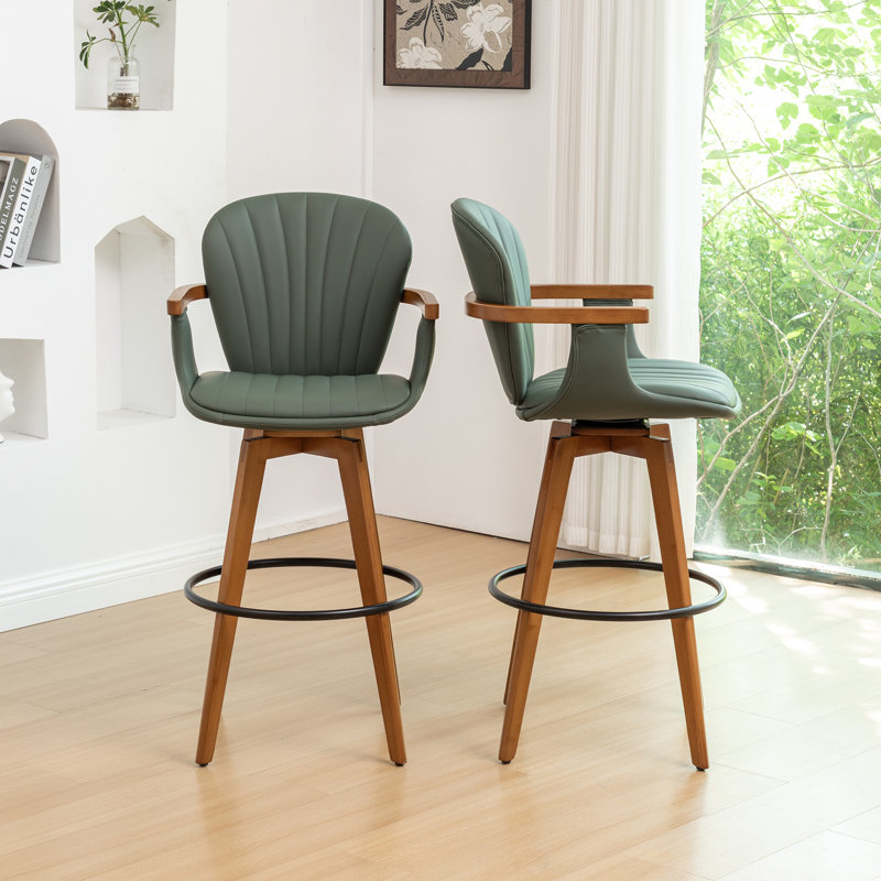 Kelsch Swivel Bar Stool, Green, Counter Stool (67.6cm Seat Height)