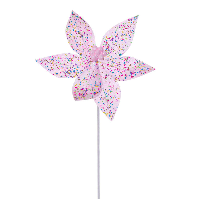 23" Poinsettia Artificial Christmas Stem 4/Bag., Pink, White