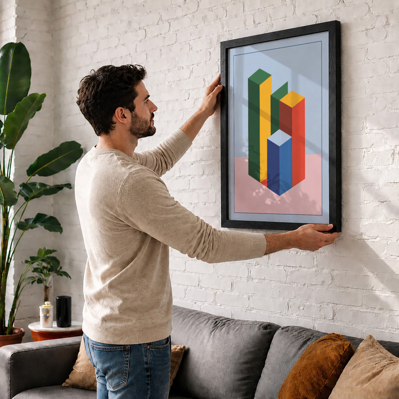 Geometric Columns Minimalist - Print, Black, A3 - 42.0 x 29.7 cm