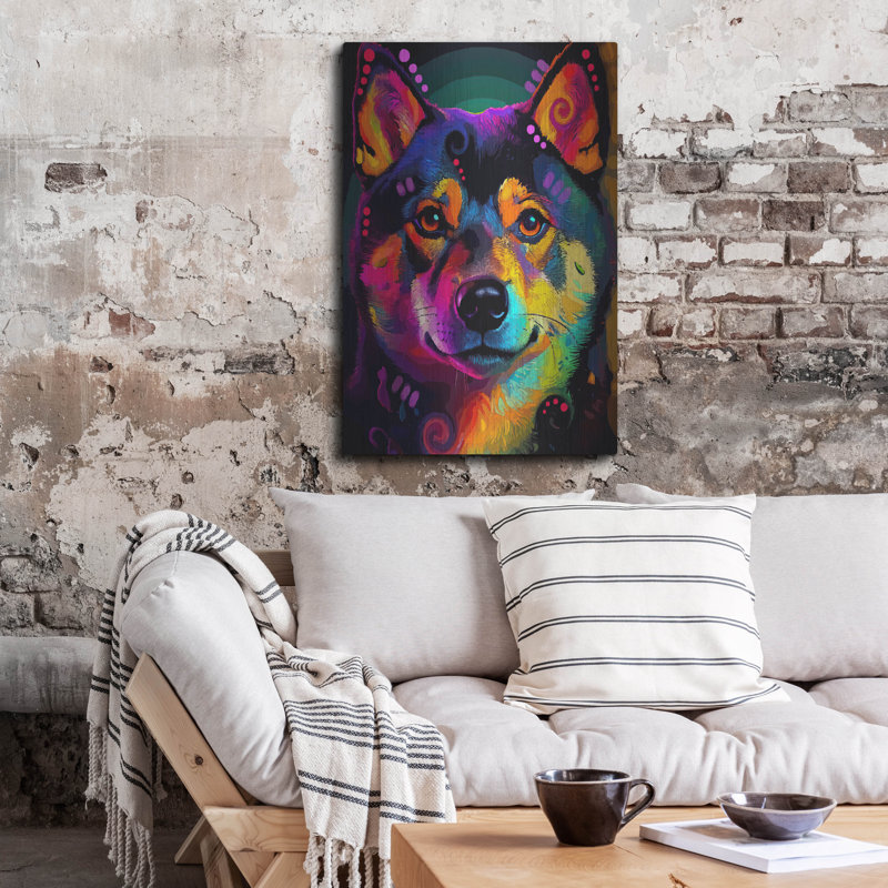  «Shiba Close Up» par Dean Russo, art mural en métal, 24 po x 36 po, H 36 po x l 24 po