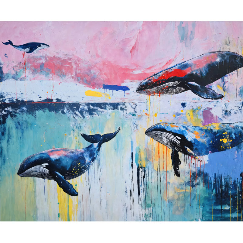 Whales-7, estampe numérique sur toile tendue avec châssis, H 26 po x l 32 po