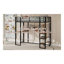 Lit mezzanine simple avec bureau en L, lit superposé à structure en fer robuste pour enfants et adolescents, poste de travail en métal noir avec échelles doubles et tablettes de rangement-125986083