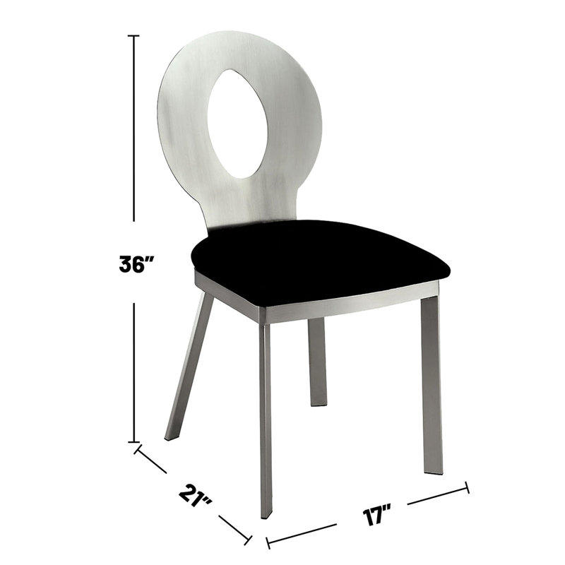 Microfibre et chaises d'appoint en métal (2 pièces), noir + argent, siège rembourré à dossier ovale pour salle à manger de 2 chaises, argent / noir, siège confortable,