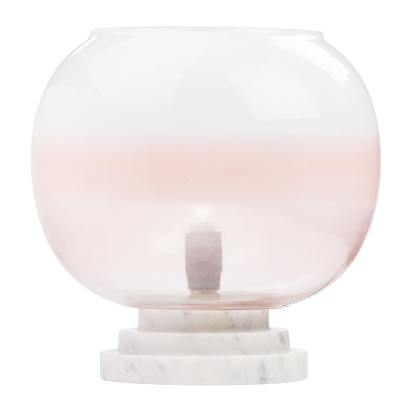 Arcie 13" H Marble Stacked Base Glass Globe Accent Lamp, Pure