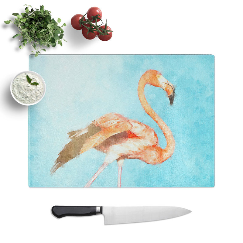 Tempered Glass Flamingo Bird Chopping Board, 20 cm x 28.5 cm
