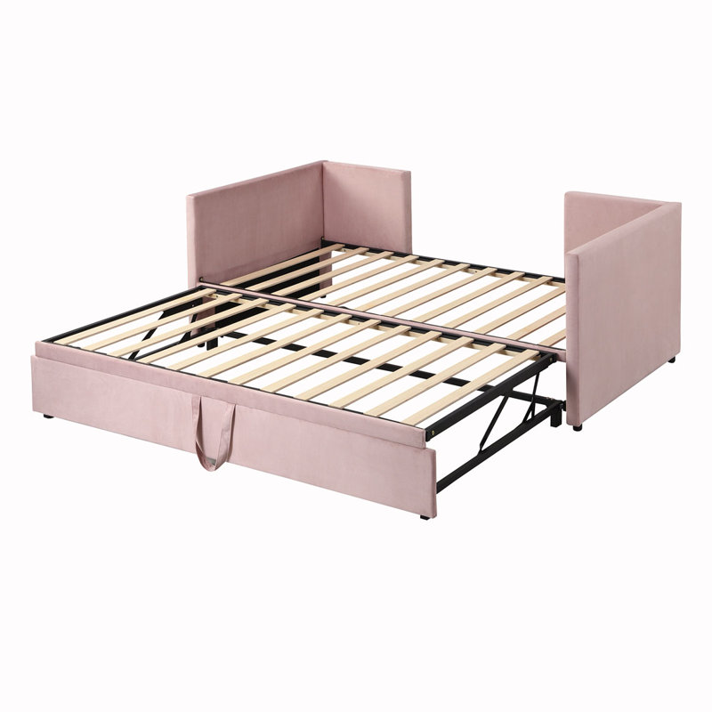 Lit de jour rembourré avec couchette Kolwyck, Rose