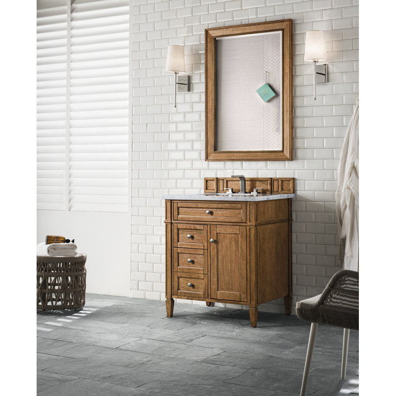Brittany 30'' W Single Vanity, Eternal Jasmine Pearl, Saddle Brown, 8" Widespread