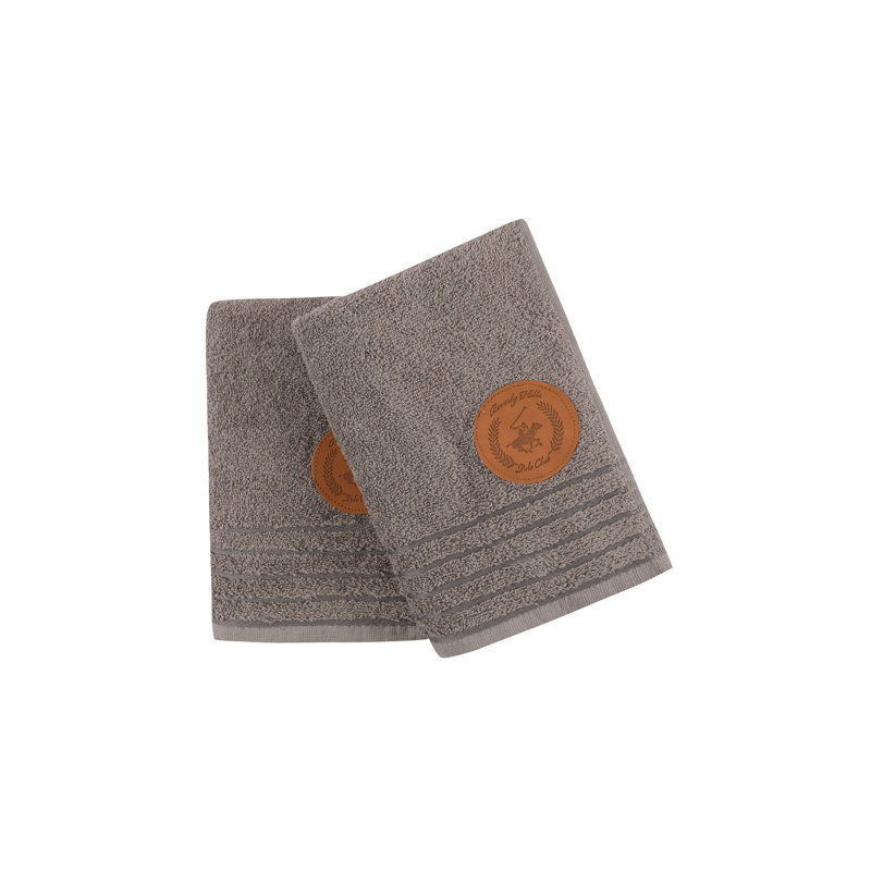 2 Piece 100% Cotton Hand Towel Set, Gray