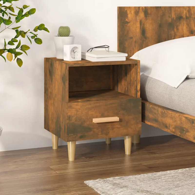 Marazi 40cm W Bedside Table, Smoke Oak, Individual