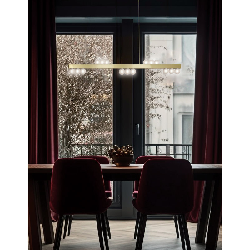 Luminaire suspendu linéaire Raleigh - 15 lumières, Laiton vieilli