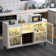 Ermo Wine Bar Cabinet with Led Light, Home Coffee Cabinet with Wine and Glass Rack