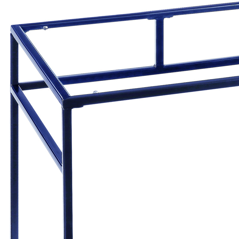 Yasin Glass Top & Blue Finish Writing Desk, Blue