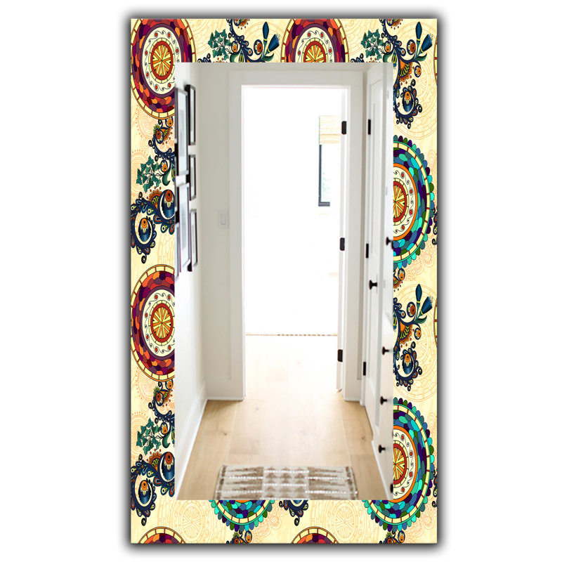 Miroir mural ethnique motif cachemire floral, H 39,4 po x l 29,5 po