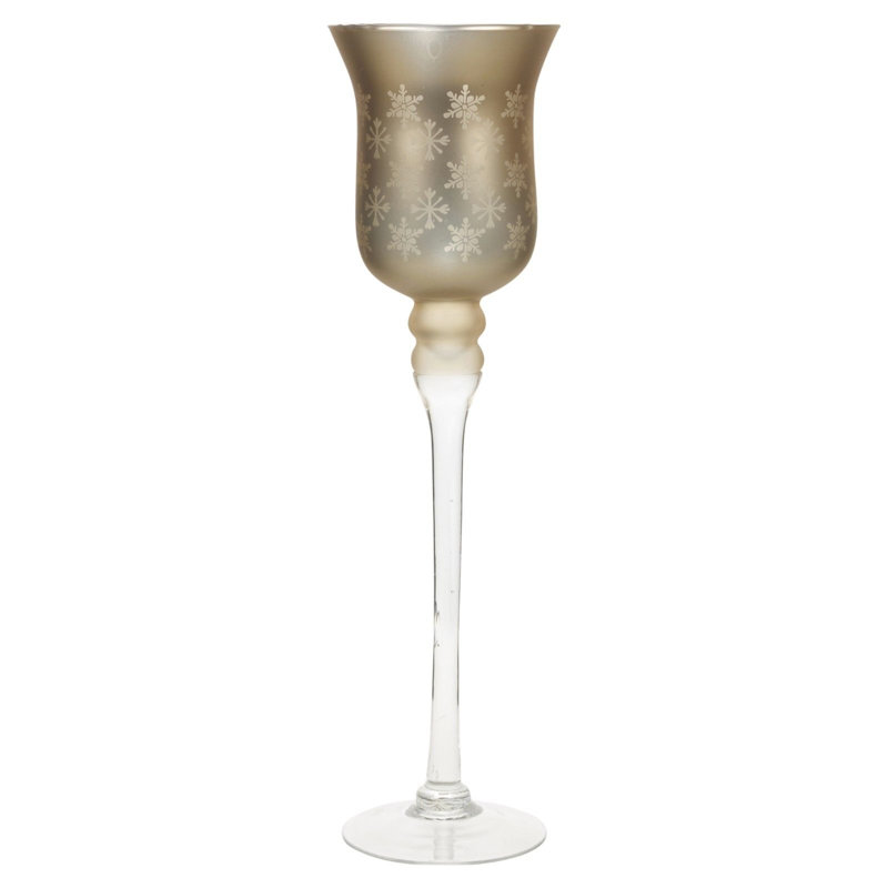 Glass Tabletop Hurricane with Candle Included, Gold