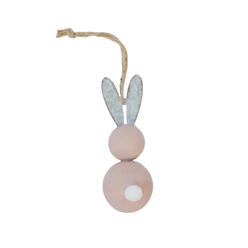 Ensemble de 3 lapins en bois aux couleurs assorties avec oreilles en métal