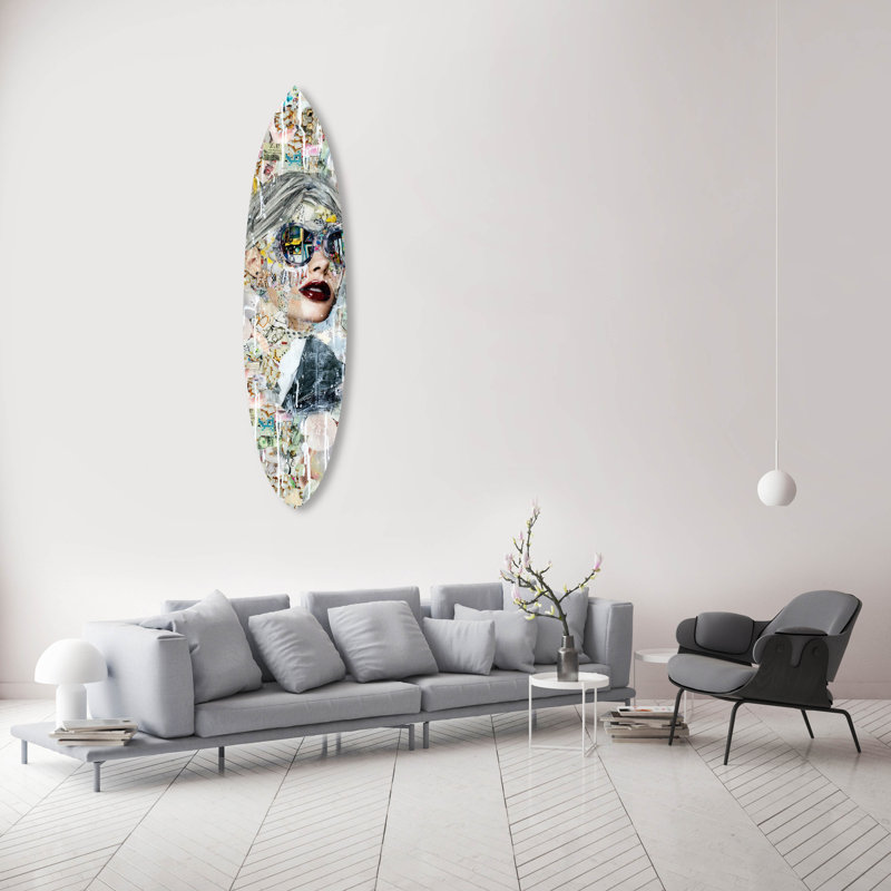 Graffiti Galaxy Surfboard by Katy Hirschfeld - Decorative Surfboard Wall Art Print on Acrylic
