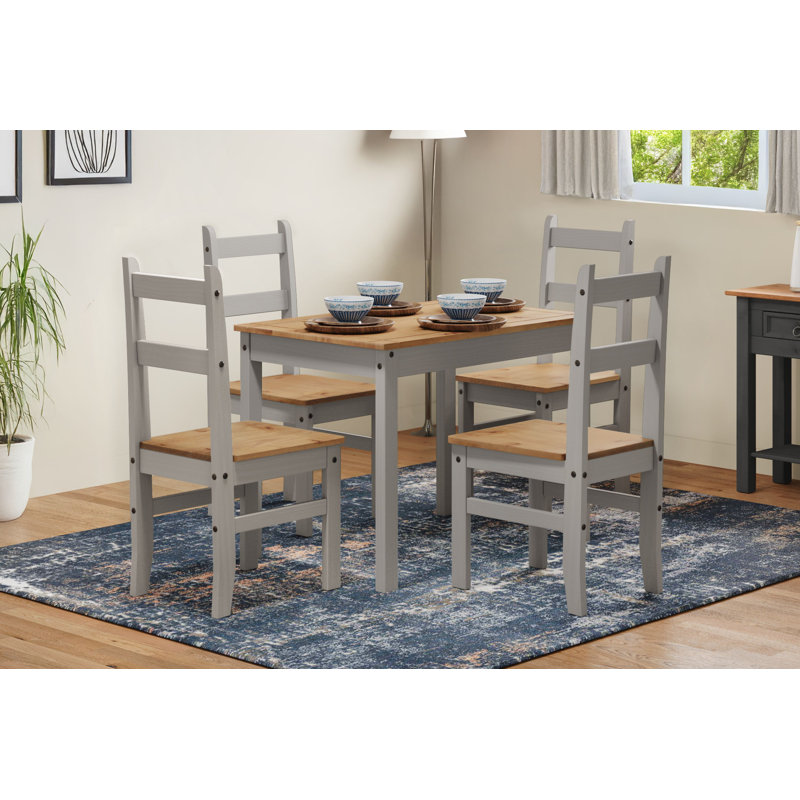 Bridewell 4 - Person Pine Solid Wood Dining Set, Grey/Antique Wax, Grey
