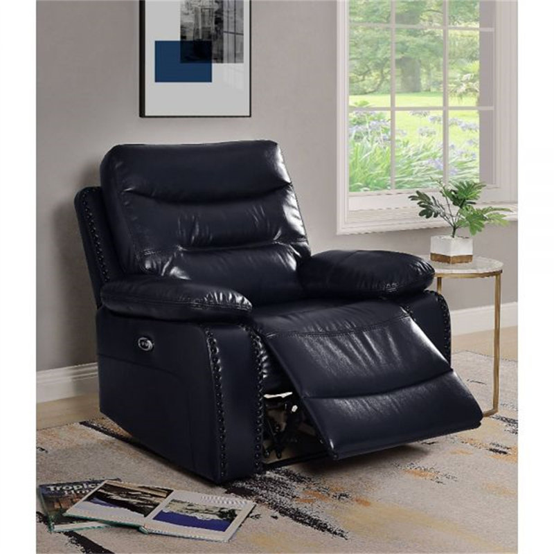 Aashi 42" Wide Standard Recliner, Power, Brown Faux Leather