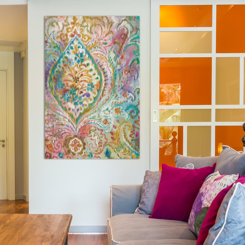 Boho Paisley II, reproduction d'art sur toile tendue, H 26 po x l 18 po x P 1,5 po, Toile avec cadre noir