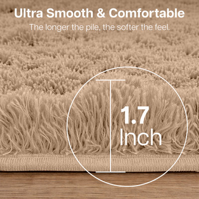 Aspire Homeware Beige Shaggy Area Rug Soft Plush Indoor Carpet