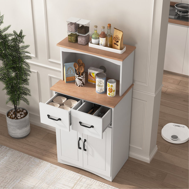 Armoire à micro-ondes avec rangement blanc