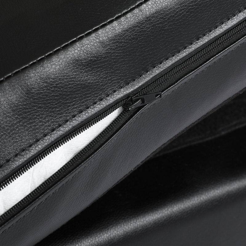Duward Faux Leather Black Button Tufted Wingback Accent Chair with Rolled Arm and Thick Padded Cushion, Black Faux Leather