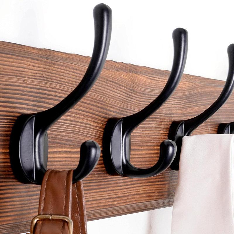 Porte-manteau mural rustique en bois massif, crochets pour manteaux, chapeaux et sacs