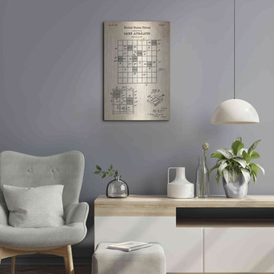 Luxe Metal Art 'Game Apparatus Blueprint Patent Parchment' Metal Wall Art