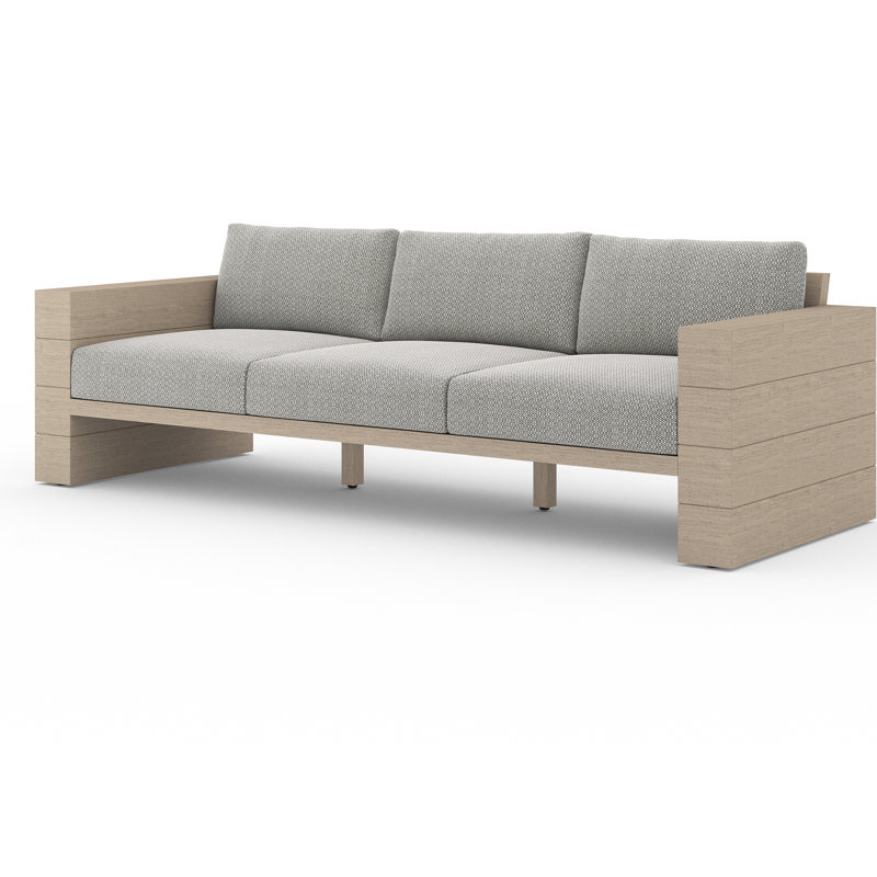 Tsubaki 96" Wide Patio Sofa, Washed Brown, Charcoal Polypropylene/Olefin