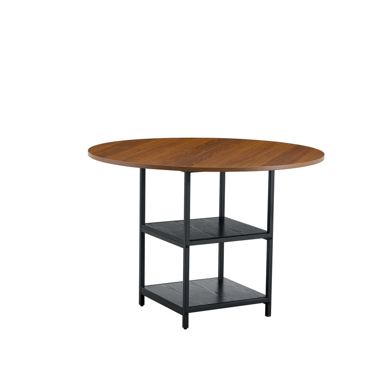 Metal Base Dining Table, Walnut